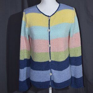 Crazy Horse Pastel Multi-Stripe Knit Cardigan - Women's Size LP